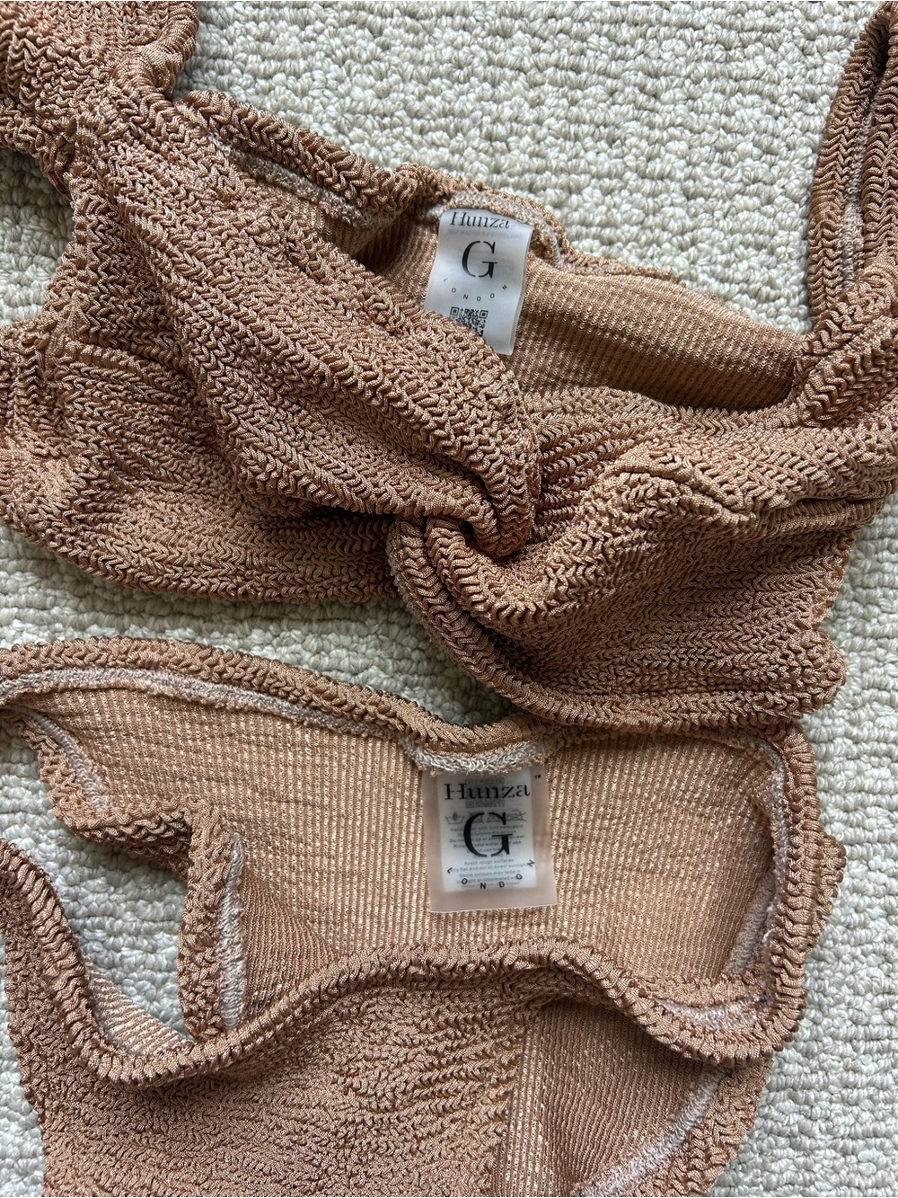 Hunza G Brown Textured Twist Bikini Set - Picture 3 of 3